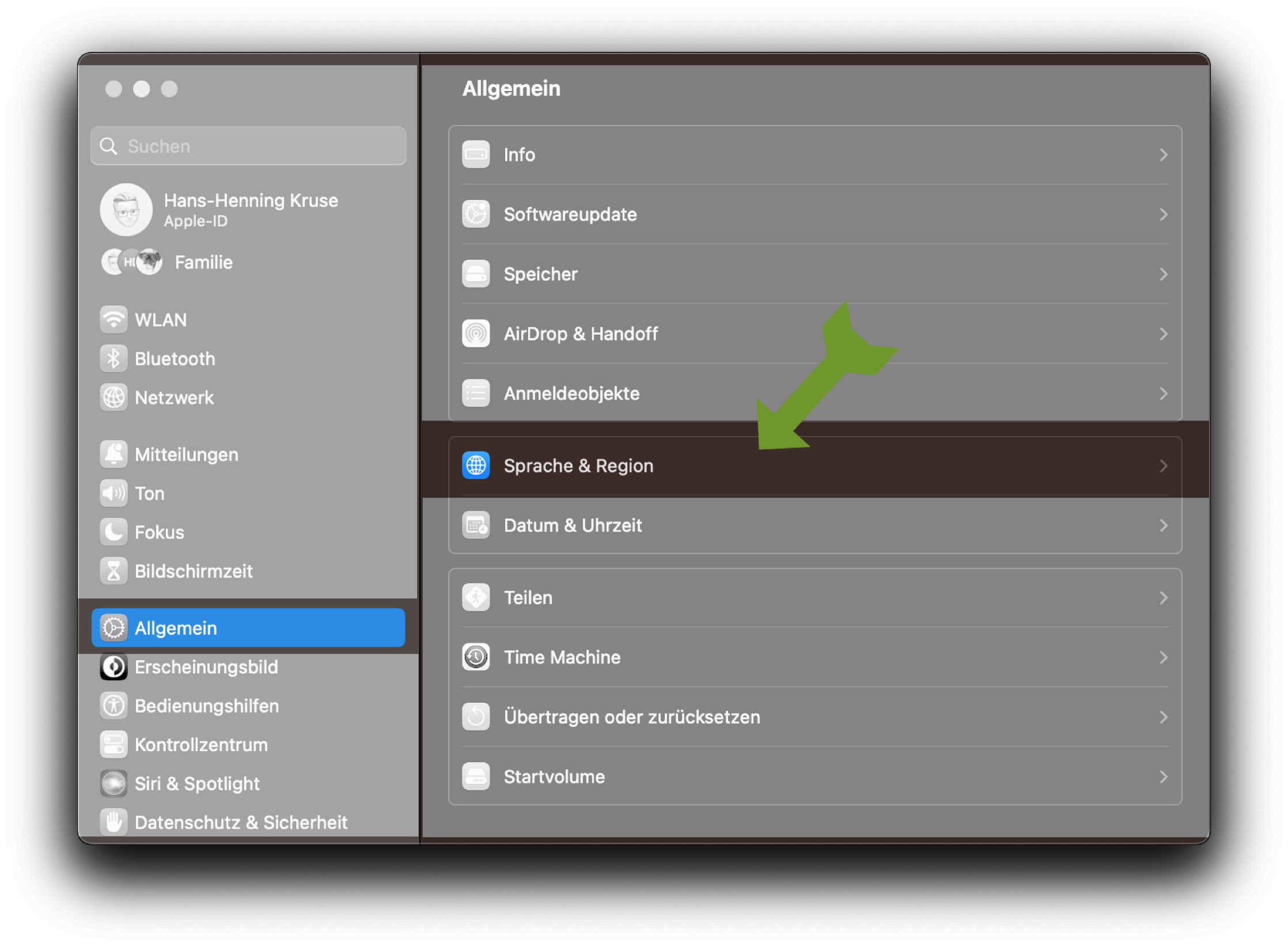 iOS: Einstellungen -> Allgemein -> Sprachen & Regionen